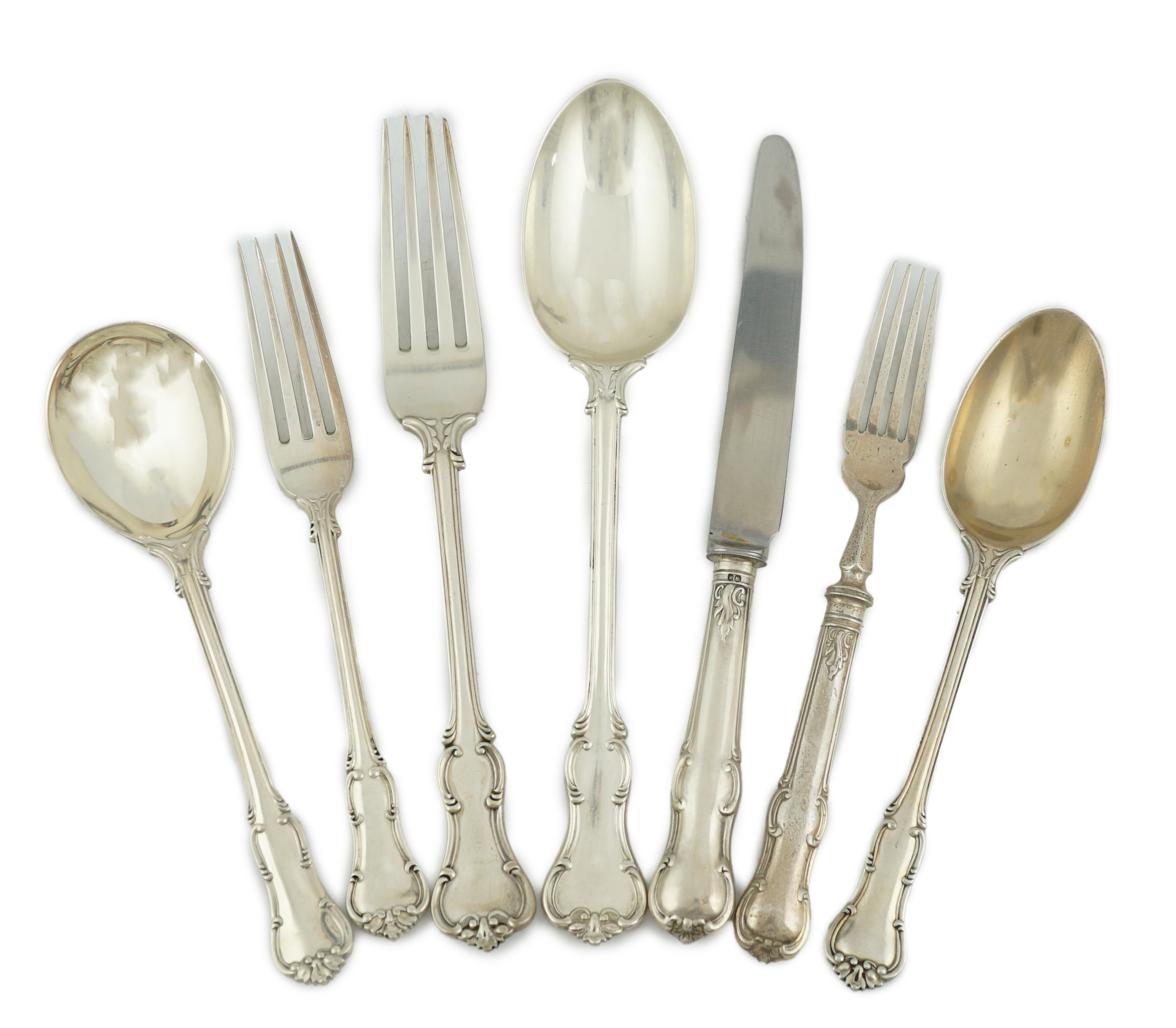 A part canteen of Elizabeth II silver Princess pattern cutlery, by Garrard & Co Ltd